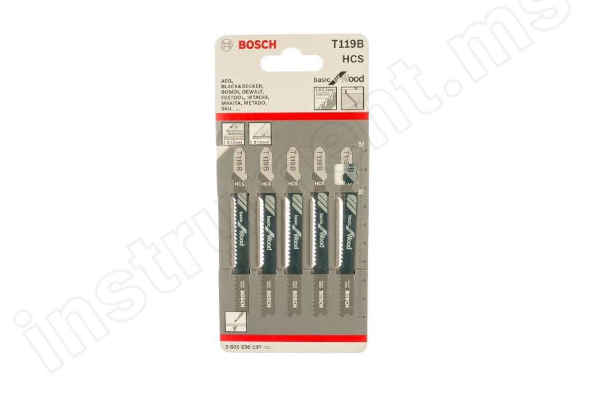 Пилки к лобзику Bosch T119 B, HCS 5шт - фото 1
